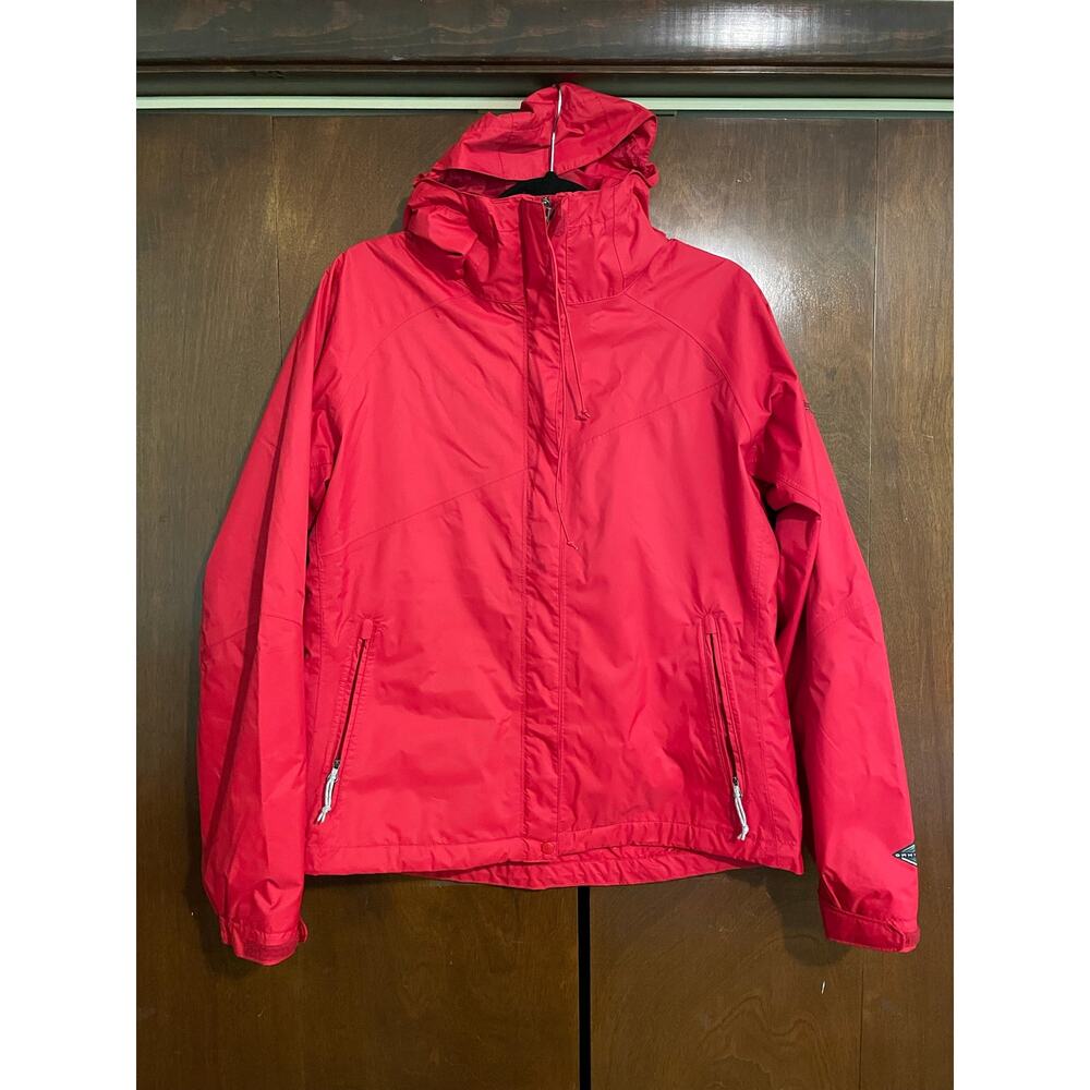 Columbia Titanium Jacket Womens Large Red Hooded Waterproof Light Pack Rain Gorp
